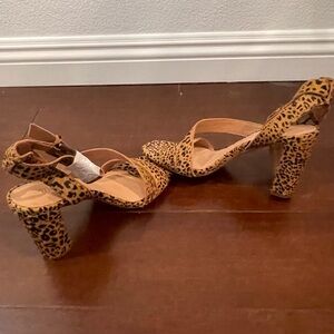 nwot nwob madewell Leopard Print calf hair High Heel Sandals 7